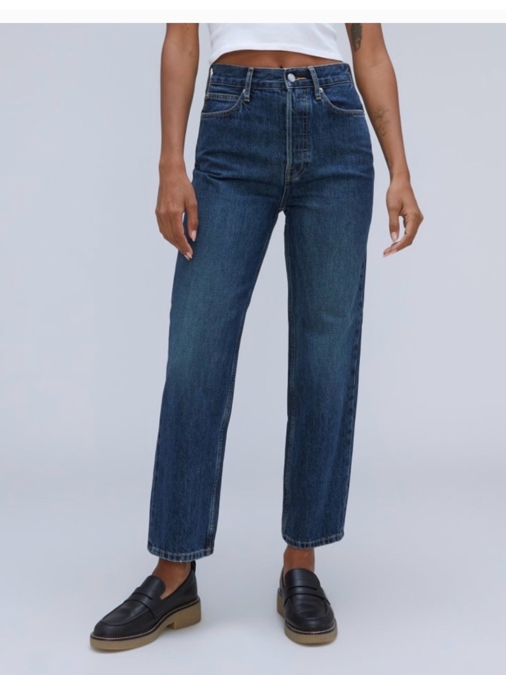 Everlane 90s Way High Hi-Rise Straight Leg Women's Jeans - Dark Blue